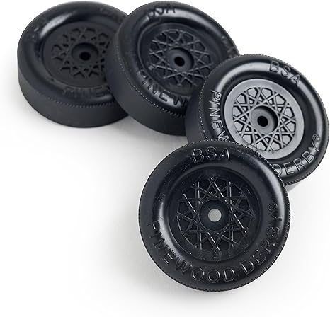 BSA Speed Wheels | Lightly Lathed by Pinewood Pro | Set of 4 | For use on pine derby cars | Faster starts and higher speeds | Derby rule compliant | Track tested