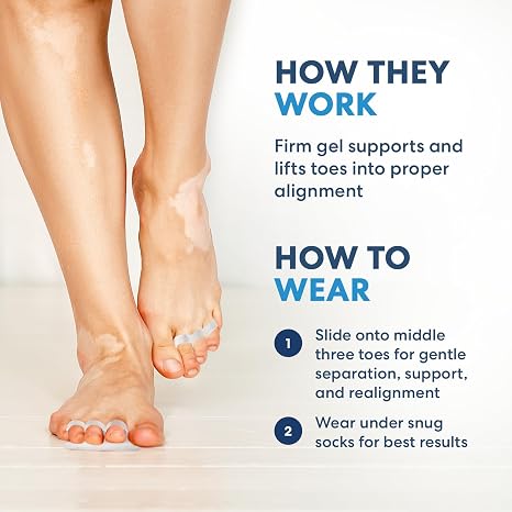 Dr. Frederick's Original Hammer Toe Corrector Gels - 2 Pairs - All-Day Relief for Crooked & Overlapping Toes - Firm Cushioning - Symptomatic Support for Toe Alignment - Clear - 3 Loop Design