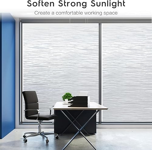 Miniatura 71 de rabbitgoo Película de privacidad para ventana, película de vidrio esmerilado, cubierta de vinilo extraíble para puertas, bloqueo UV, decorativa