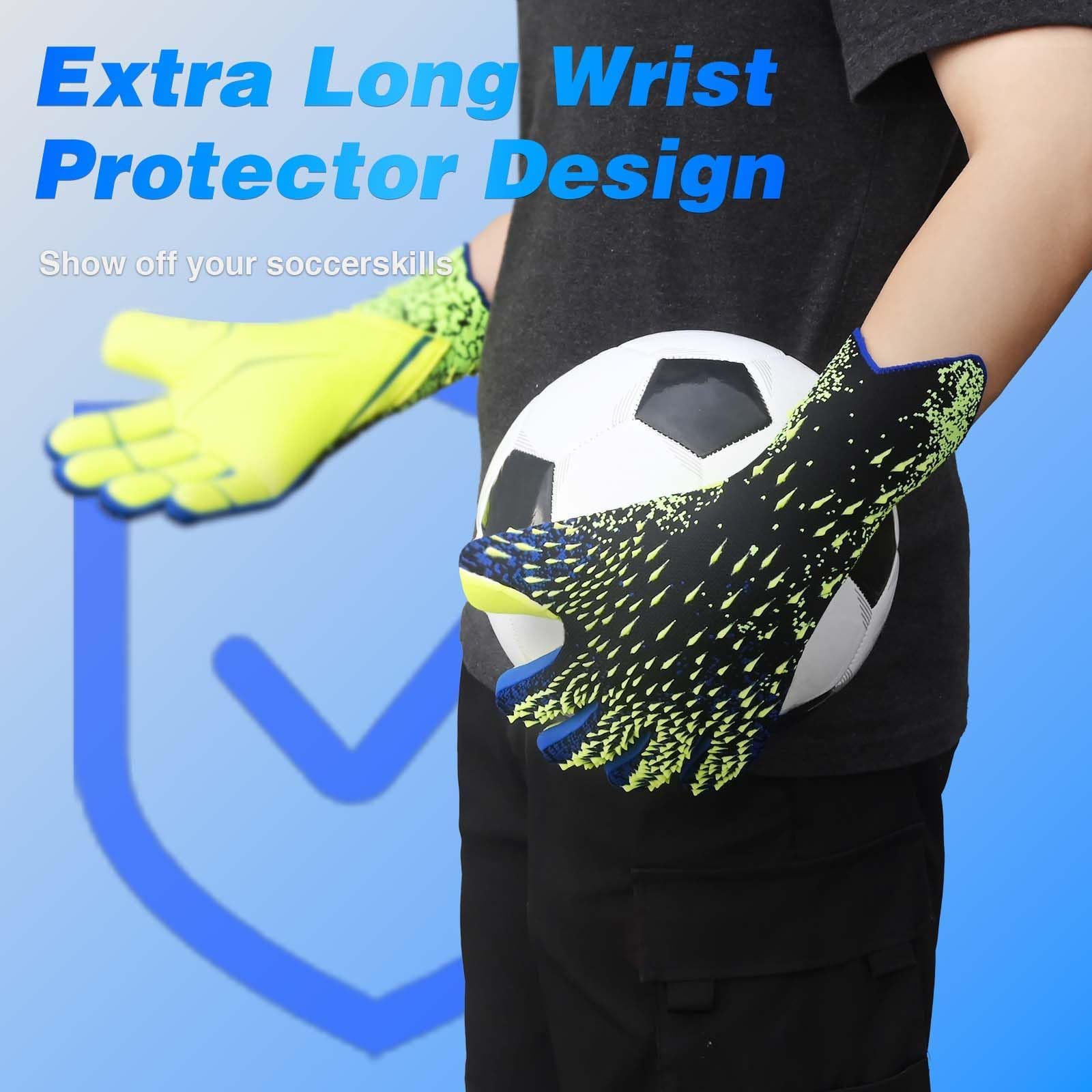 QUICARD Goalkeeper Gloves, Good Grip Football Goalkeeper Gloves in Sizes 6/7/8/9/10, Strong Receiver for Men Boys, Teenagers - Image 2
