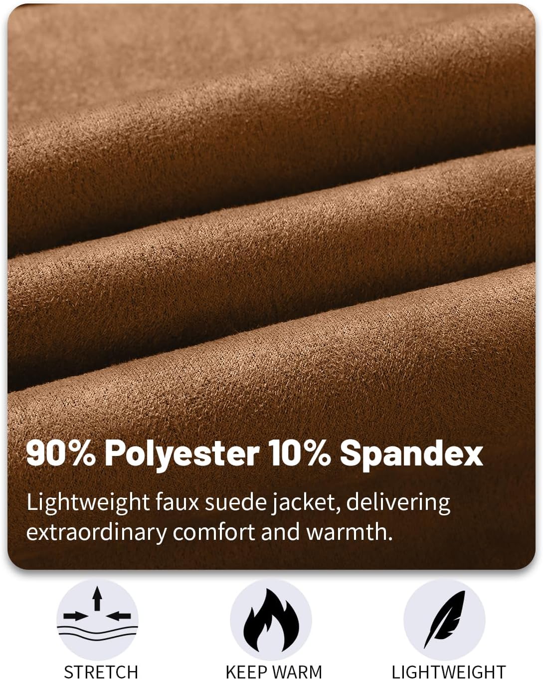 Men's Suede Bomber Jacket Casual Lightweight Vintage Jacket Varsity Coat - Image 4