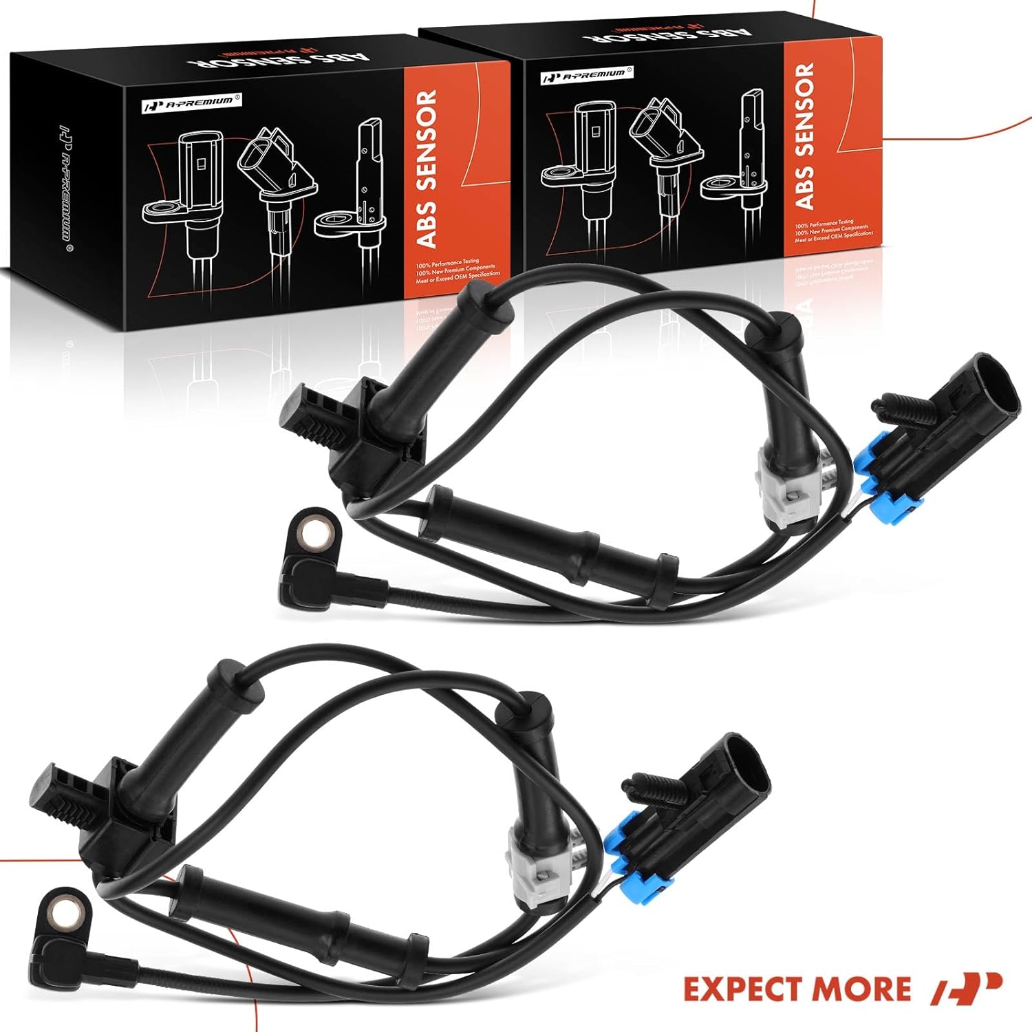 A-Premium ABS Wheel Speed Sensor Compatible with Hummer Models - H3 2006 2007 2008, Sport Utility - Front Driver and Passenger Side, (2-PC Set)
