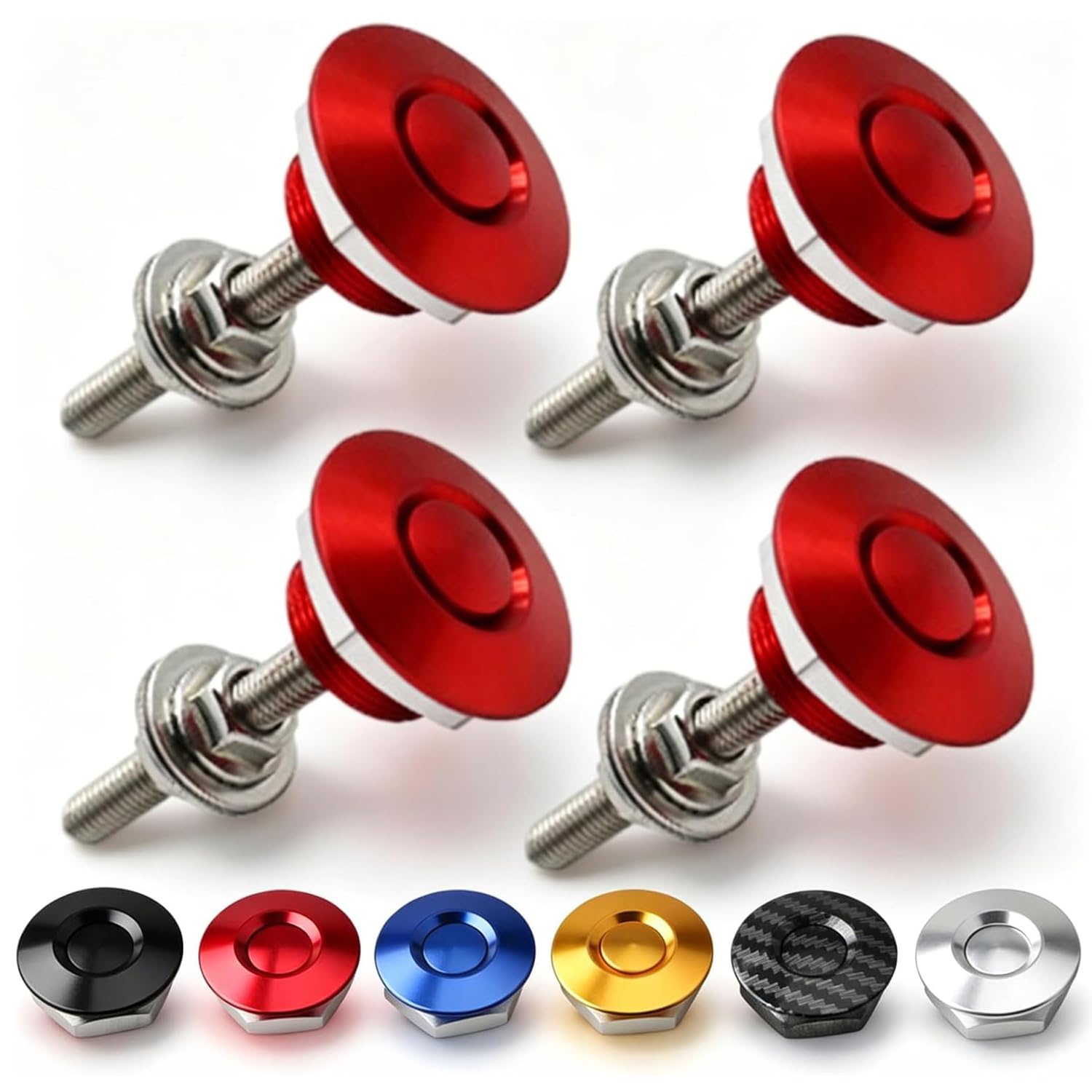 Aluminum Quick Release Lock Latches,Vehicle Hood Pins (4, Red)