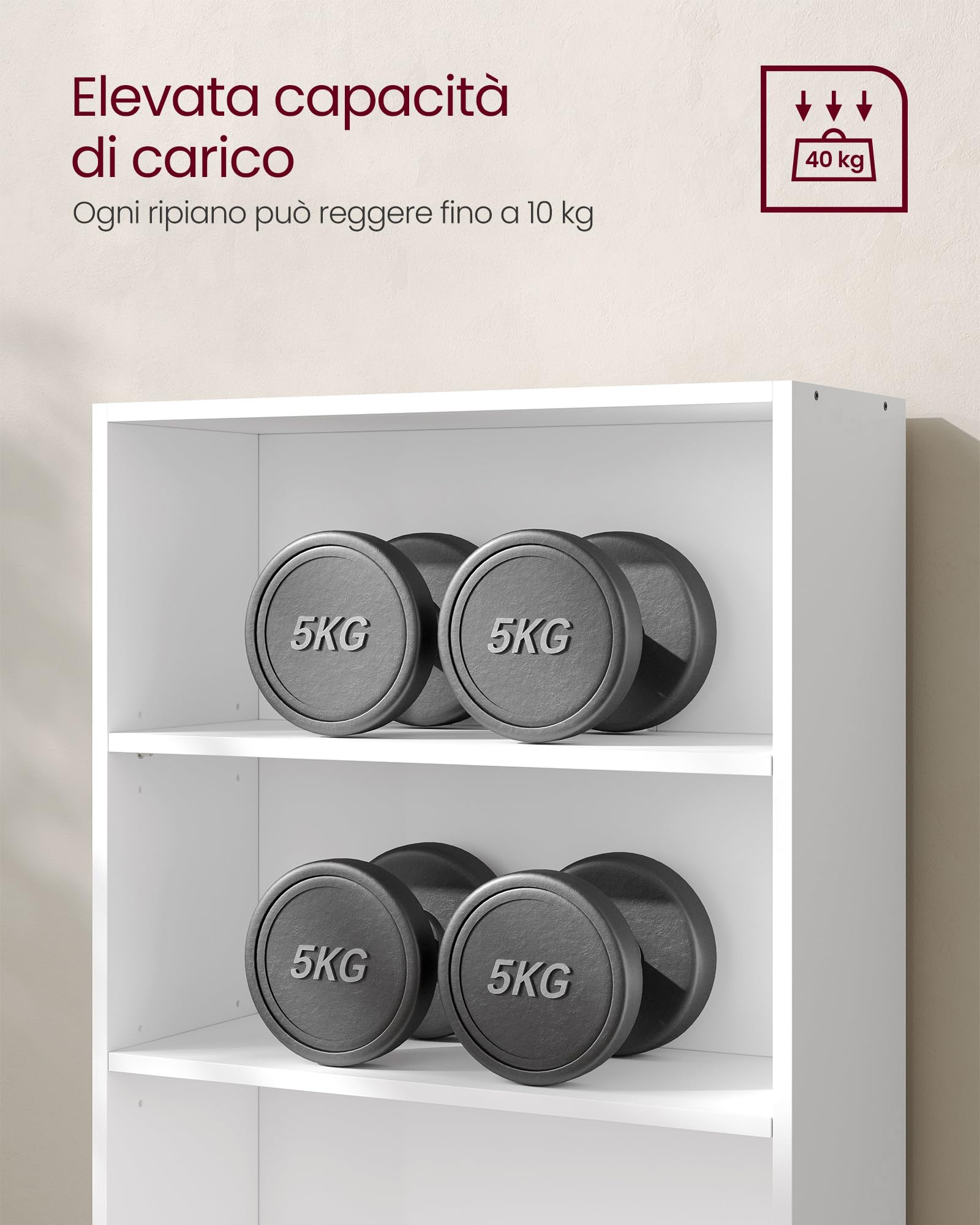 VASAGLE Scaffale a 3 Ripiani, Libreria, Scaffalatura Portaoggetti, Organizzatore con Scomparti, Ripiani Aperti e Regolabili, per Soggiorno, Ufficio, Camera da Letto, Bianco Nuvola LBC163T14