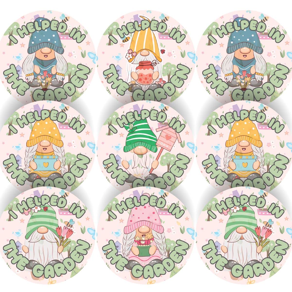 Sticker Stocker 144 Gardening Gnomes 30Mm Reward Stickers For Teachers Or Parents