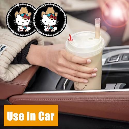 Miniatura 5 de 2 posavasos brillantes para automóvil 275 pulgadas bonitos posavasos universales de silicona antideslizantes para tazas divertidos accesorios para