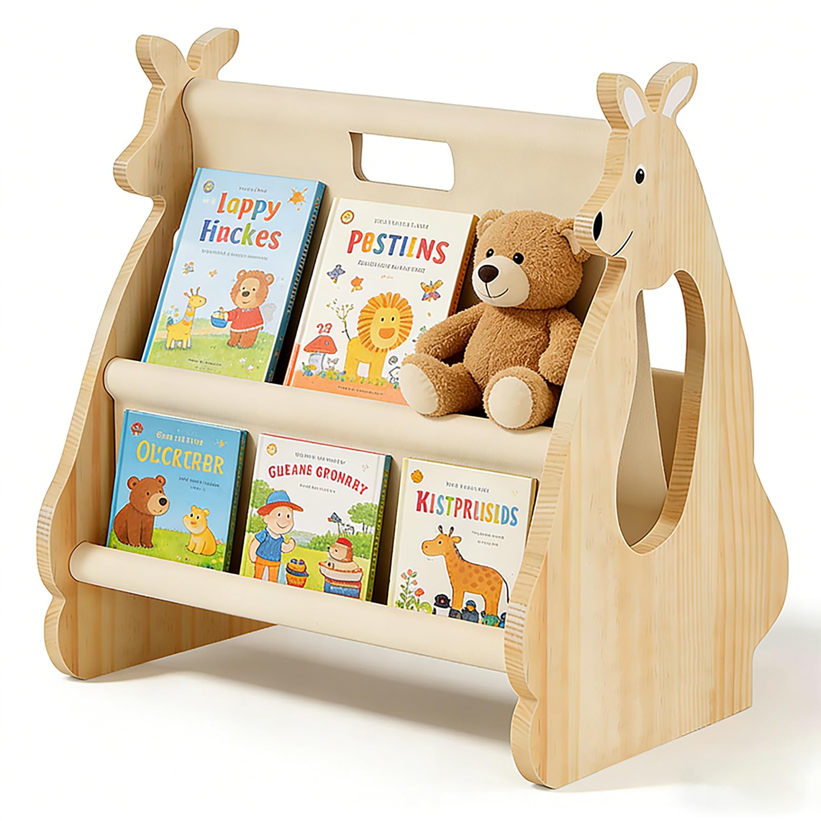 Bibliotheque Enfant en Bois Massif, Etagere Rangement pour Livres, Montessori Bibliothèque Livre, Organiseur de Livres pour Chambre d'enfants, Meuble pour Chambre d’Enfant, (H 37 cm)
