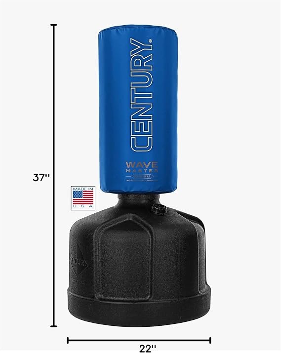 Century Original Wavemaster Commercial Grade Freestanding Punching Bag with Base, Adjustable Height 47 to 68, for Adult Boxing, Kickboxing & MMA Training, Blue