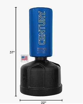 Century Original Wavemaster Commercial Grade Freestanding Punching Bag with Base, Adjustable Height 47 to 68, for Adult Boxing, Kickboxing & MMA Training, Blue