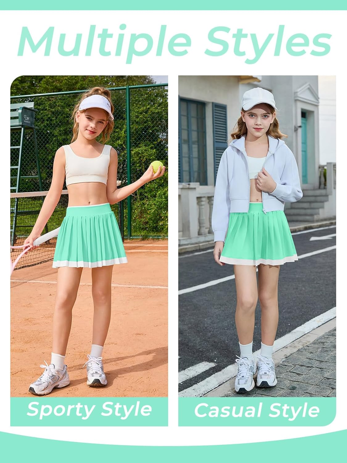 Haloumoning Girls Pleated Tennis Skirts with Shorts Kids High Waisted Athletic Skorts Golf Skirt with Pockets 5-14 Years - Image 6