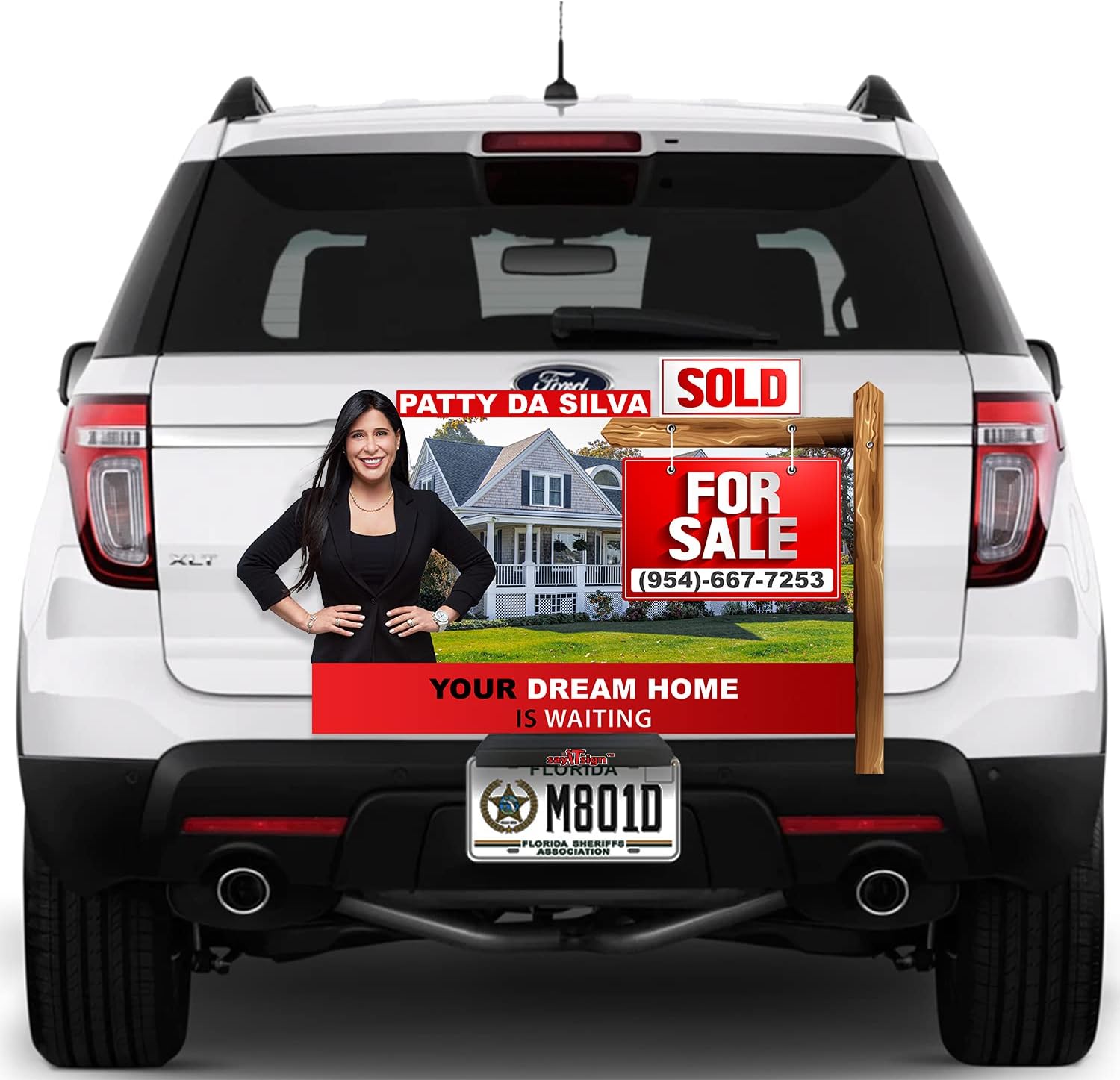 Lighted Custom 3D Business Sign / Better Than a Magnet for The Back (The Most Visible) of Your Vehicle. Lit for Night use. Advertise Your Business on Your car! (29.5" x 29.5")