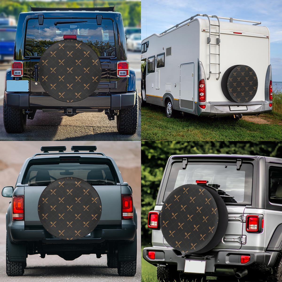 Tableware Tire Covers Portable Spare Tire Cover Soft Durable Waterproof Dustproof Set of 4 Bags 14 Inches for Car Truck SUV Trailer Camper