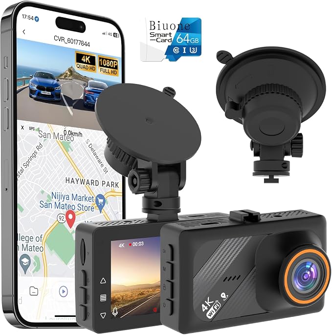 4K Dash Cam Front with AI(ADAS), Dash Camera for Cars