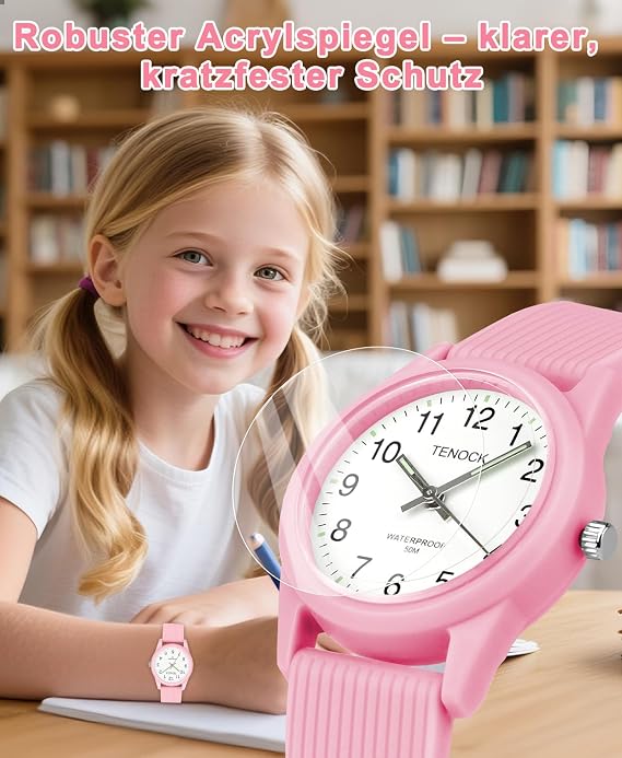 Analogue Children's Watches for Boys Girls Children's Watches Time Learning 5ATM Waterproof Children's Watch Easy to Read for Age 4-12 Children Large Birthday Gifts