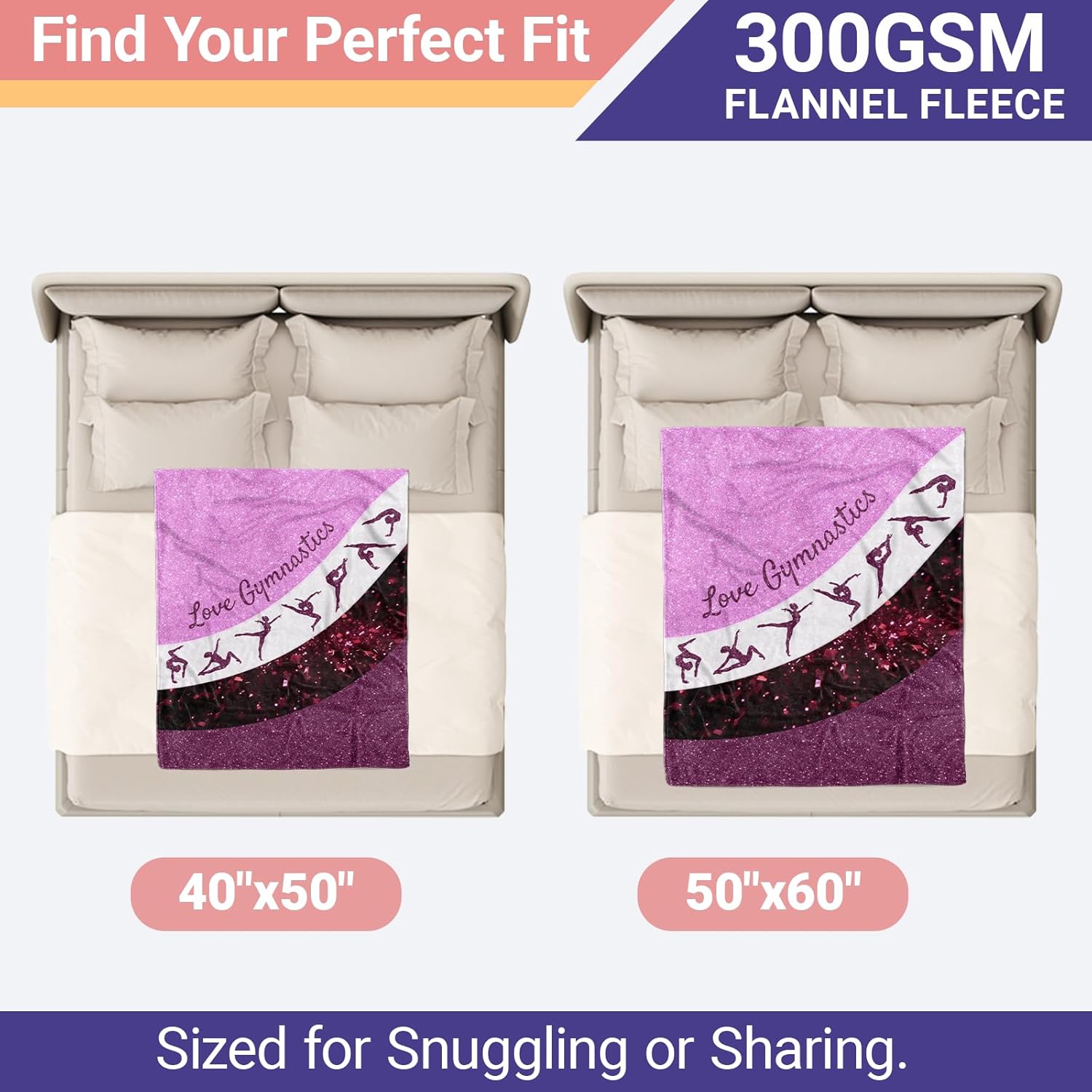 Gymnastics Blanket for Girls & Women, Flannel Throw for Gymnasts, Team & Gymnastics Lovers (Pink,40"x50") - Image 7