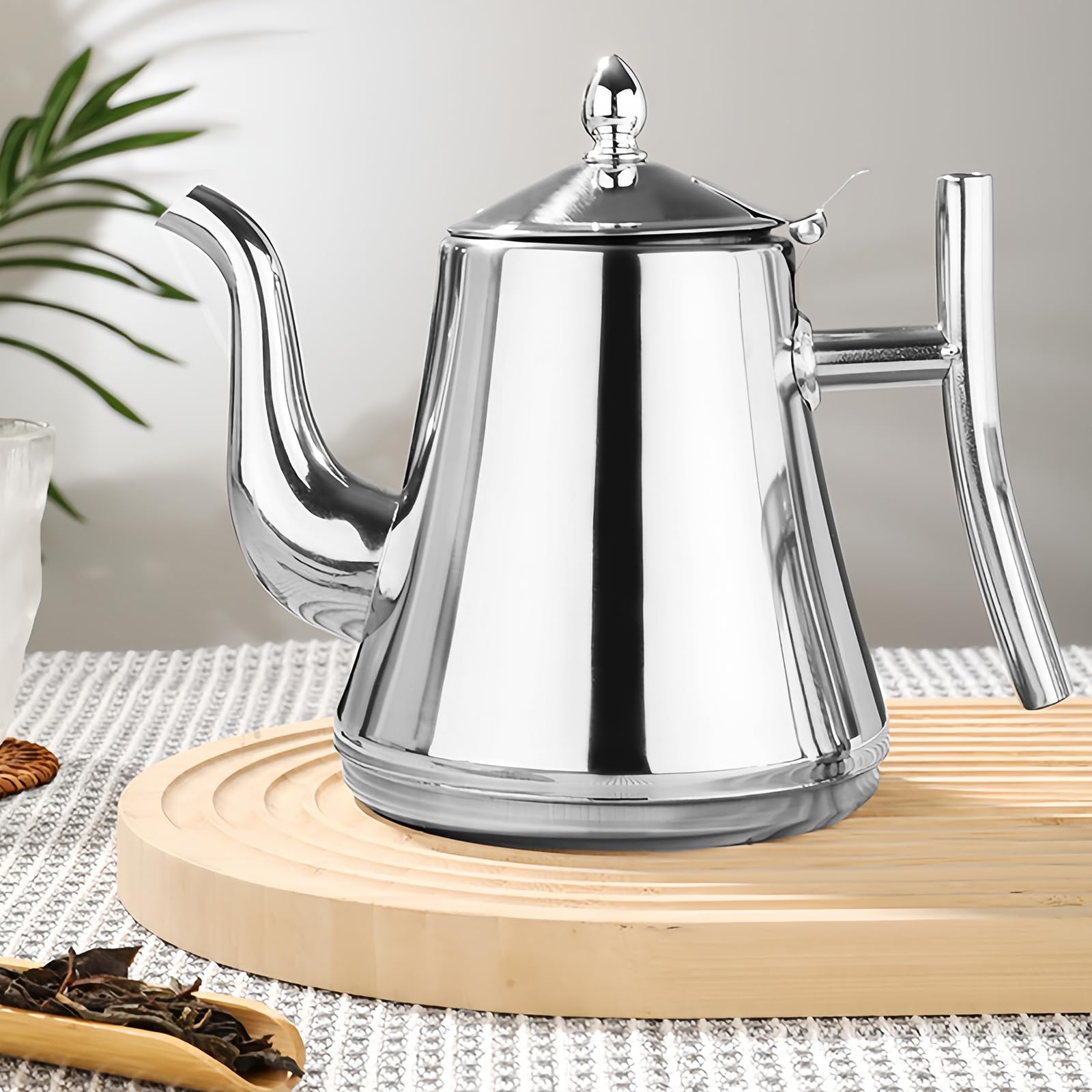 Teiera con inserto per colino, teiera in acciaio inox con filtro da 1 l, teiera a doppia parete con coperchio, teiera, teapot, tea per fornelli a induzione, fornello elettrico in ceramica a gas