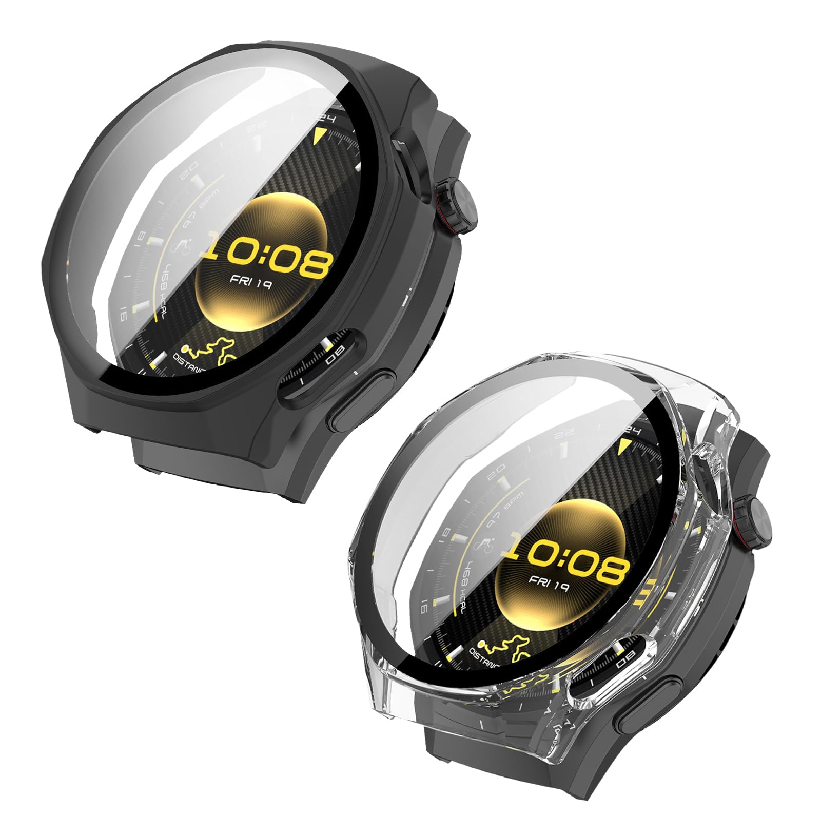 [ToVioc] ケース For Huawei Watch GT 6 Pro 46 mm 保護ケース 2枚セット 保護カバー (クリア+ブラック)