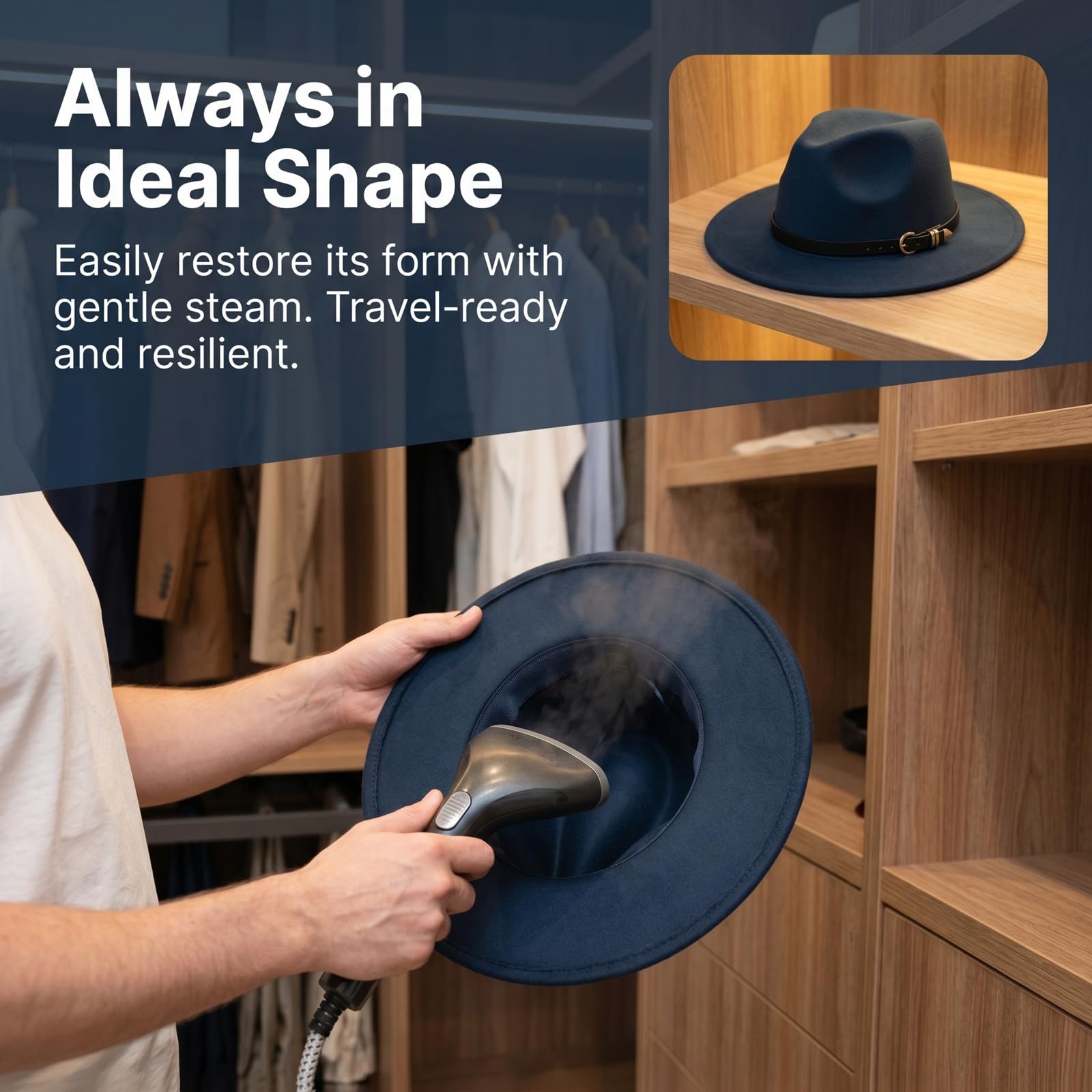 HEYANN Sombrero Fedora clásico para mujer y hombre, con ala ancha, con hebilla de cinturón, de fieltro, sombrero trilby panamá, sombrero de jazz para mujer y hombre
