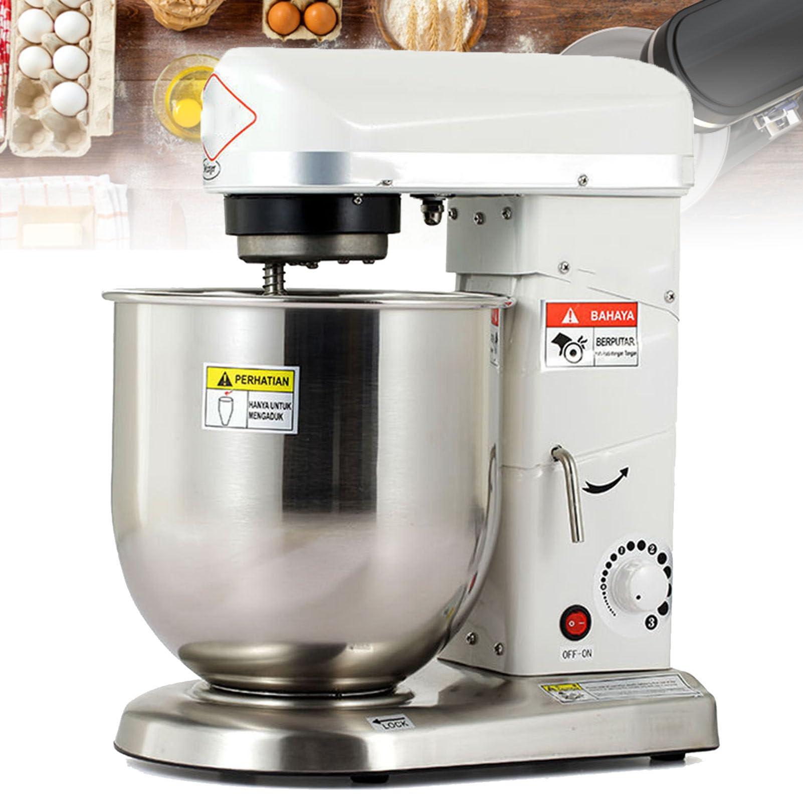 GLJTUO mixers for baking Professional Stand Mixer Stand Mixer 500W, Commercial Kneading Machine with Stainless Steel Mixing Bowls, Food Processor & Kitchen Mixer with Mixing Hoo,White