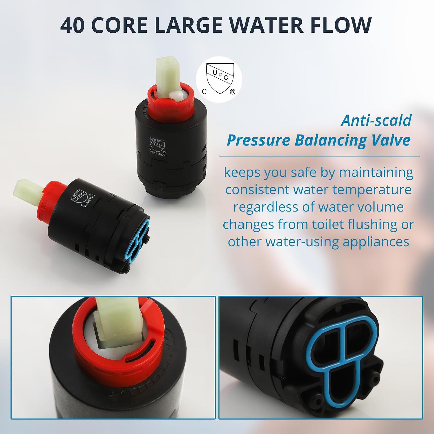 Matte Black 2 Way Shower Diverter Valve, Pressure Balance Rough-In Mixer Dual-Function 1/2" FNPT Connection, Single Shower Handle Valve Trim Kit Replacement
