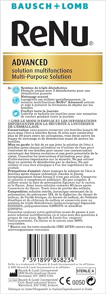 ReNu Advance Produit Lentilles de Contact Souple - Système de Triple Désinfection, Solution d'Entretien Multifonction pour Lentilles Souples - Flacons de 3 x 360ml - 2