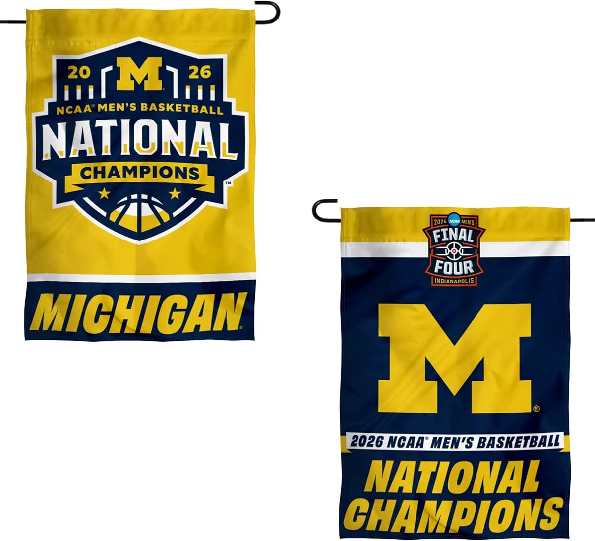 Michigan Team University Wolverines 2026 Basketball National Champions Double Sided Garden Flag