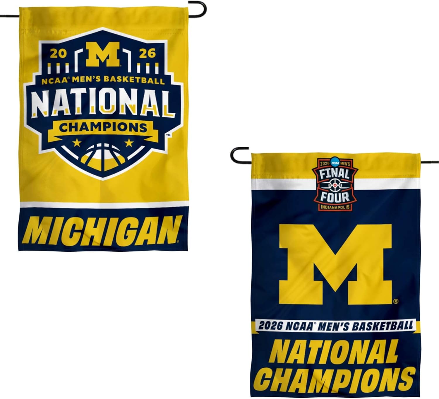 Michigan Team University Wolverines 2026 Basketball National Champions Double Sided Garden Flag