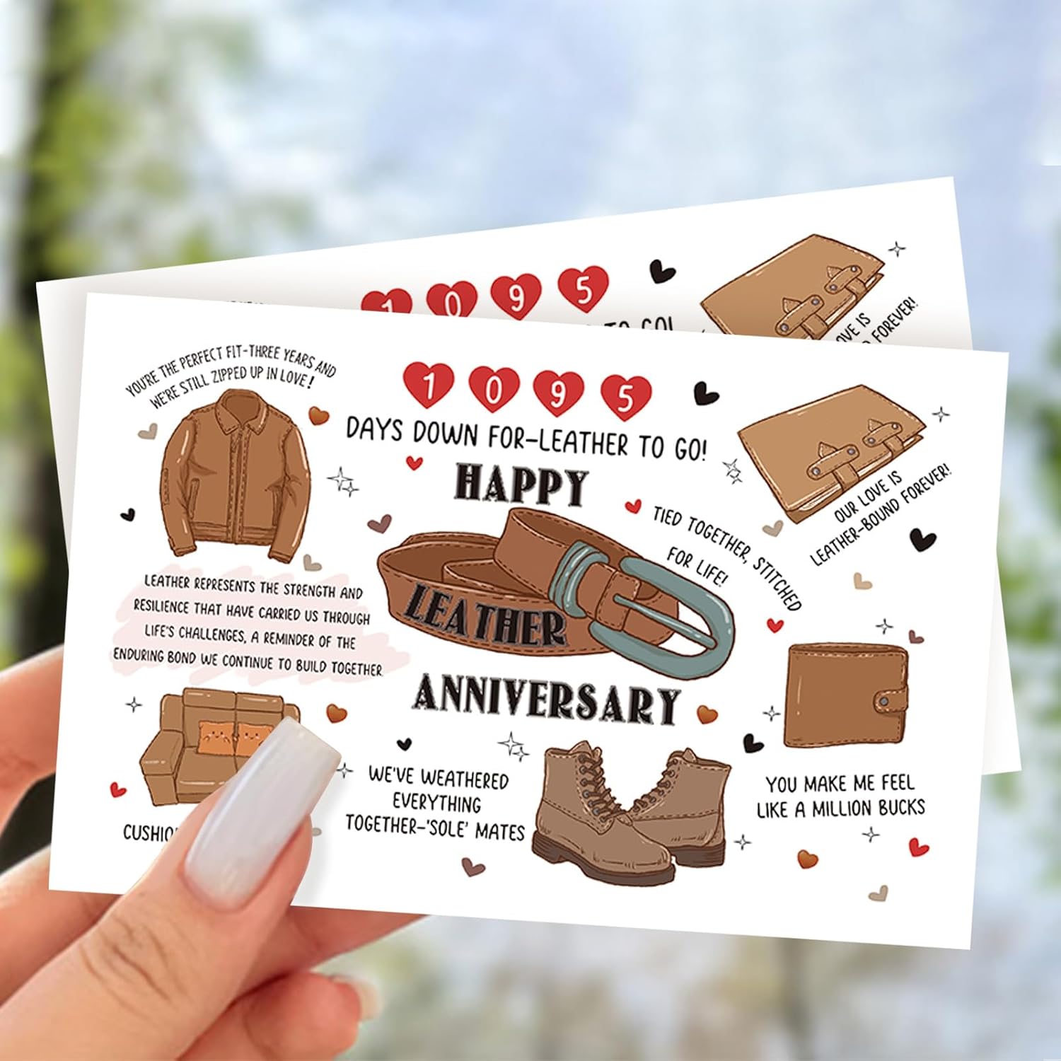 Funny 3rd Anniversary Card, Leather Anniversary Card Gift for Husband Wife, Pun-Filled Romantic 3rd Anniversary for Girlfriend Boyfriend, Three Years and We're Still Zipped Up In Love! image 4 of 7 B0DRJGML5C