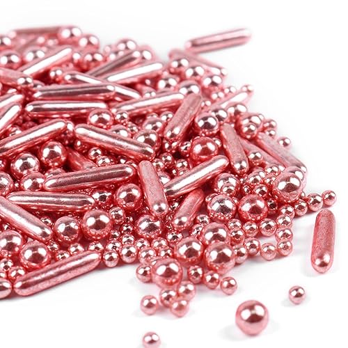Miniatura 5 de Gránulos de oro rosa para decoración de pasteles, 7 onzas, adornos de azúcar con perlas rosas, galletas, helado, decoración de pasteles de 7 onzas,