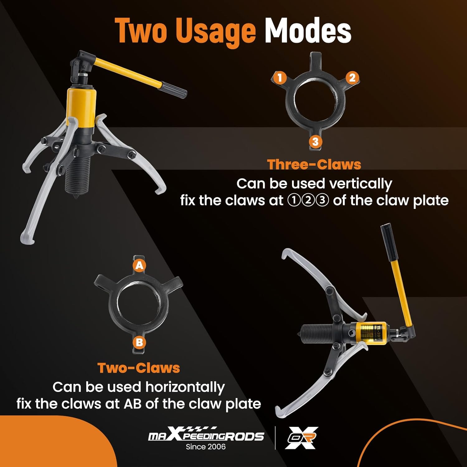 maXpeedingrods 20T Hydraulic Gear Puller, Hydraulic Wheel Bearing Puller Kit, 2 or 3 Jaws Puller, Bearing Hub Separator, Heavy Duty Hydraulic Puller Separator Tool