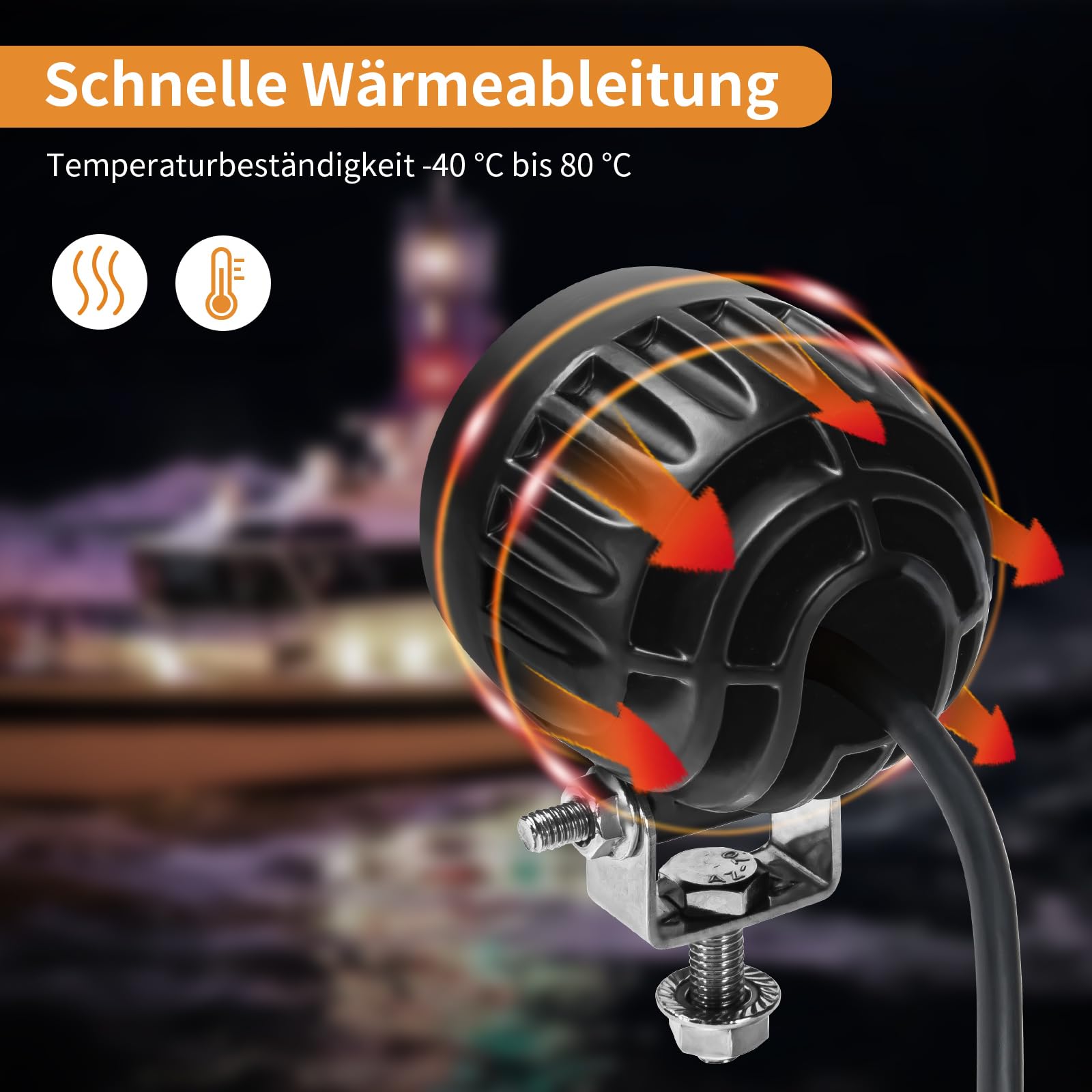 LED Arbeitsscheinwerfer 12v 24v,1600 Lumen Nahfeldausleuchtung, LED Scheinwerfer 12 volt Traktor ATV LKW, Zusatzscheinwerfer Auto,15W 4er Packung