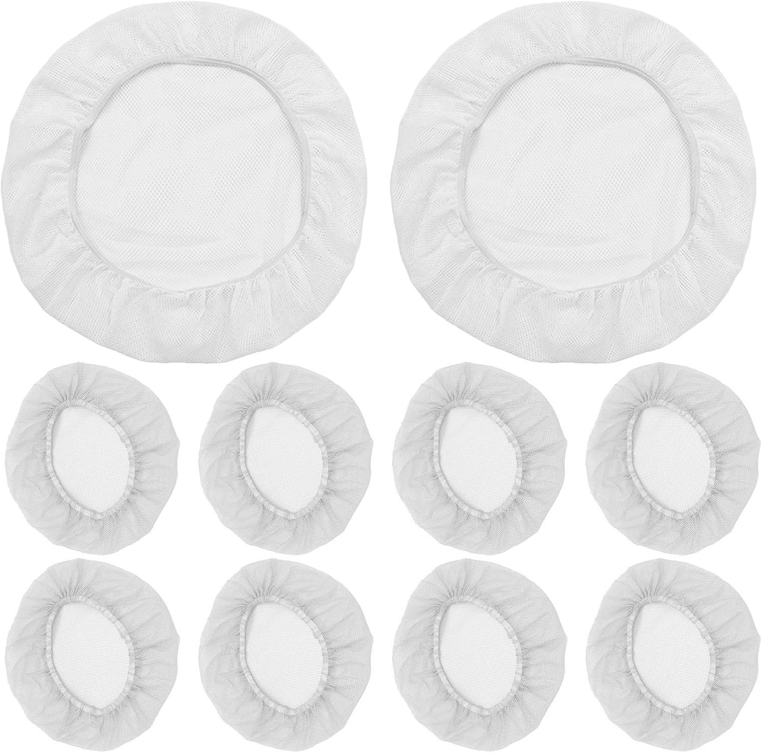 Cotton Mesh Hair Net Cap White Reusable 10pcs for Kitchen Work | Elastic Seamless Finish, Washable Lightweight Fit, for Sorting Catering