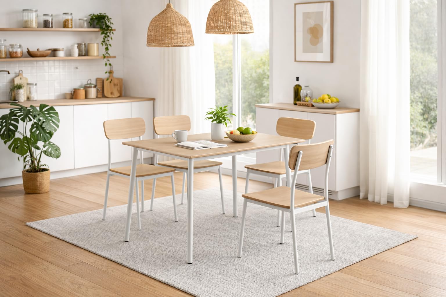 DUPI Table and 4 Chairs Set New XOBE, Made with Metal and MDF, Dining Table, Timeless Style Set (Taupe) 110x70 — view 4