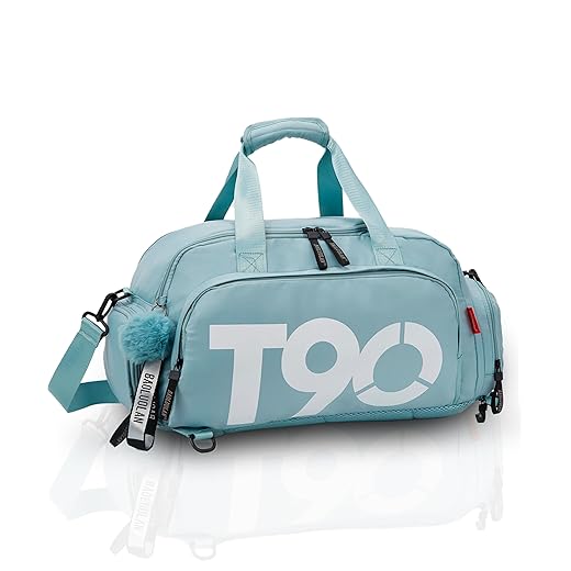 Bolsa Esportiva Impermeável 3 em 1 - Ideal para Academia Praia Viagem Esportes Trabalho | Feminino E Masculino Unissex (Azul-Claro)