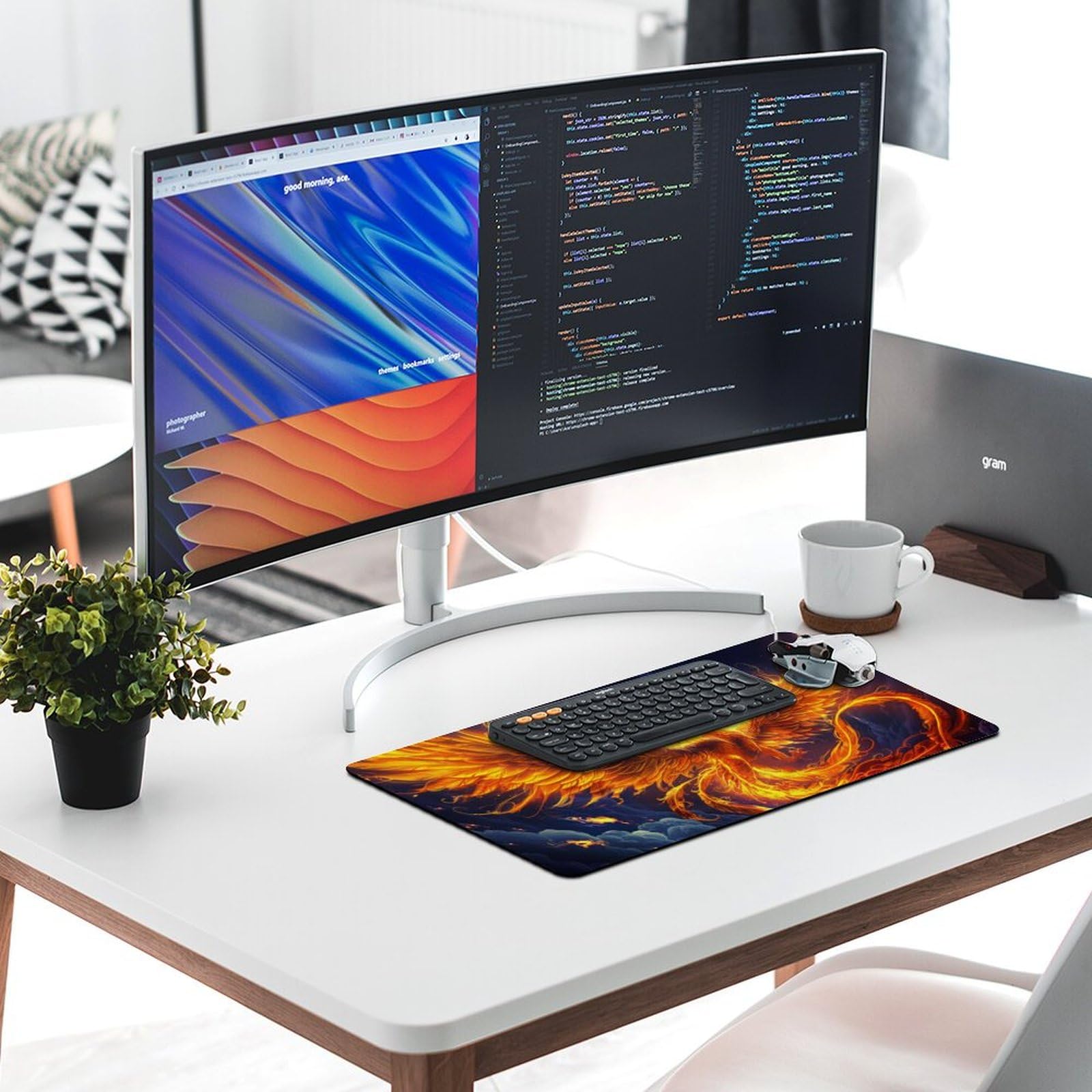 Large Desk Mat Phoenix Gaming Mouse Pad 40x90cm - Large Non-Slip Rubber Desk Mat With Flaming Bird Design Gaming Accessories - View #9