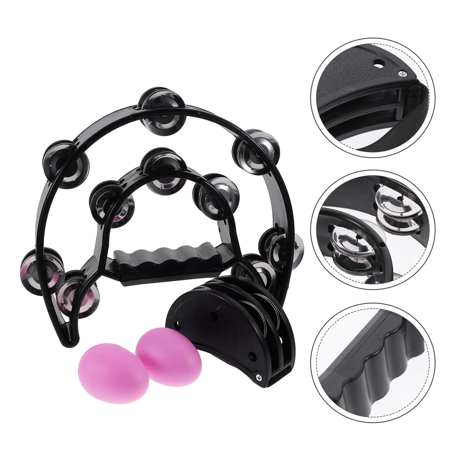 Pandereta De Pie Juego de instrumentos musicales 6 uds for pandereta pie mano, diseño doble fila, agitador agarre cómodo for ritmo Para pedal de bombo