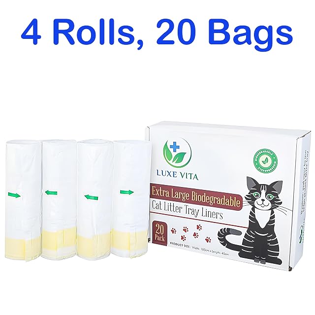 Foto 2 de 8 de LuxeVita - Bolsas de basura biodegradables para gatos, resistentes, a prueba de fugas, fácil limpieza, bolsas…