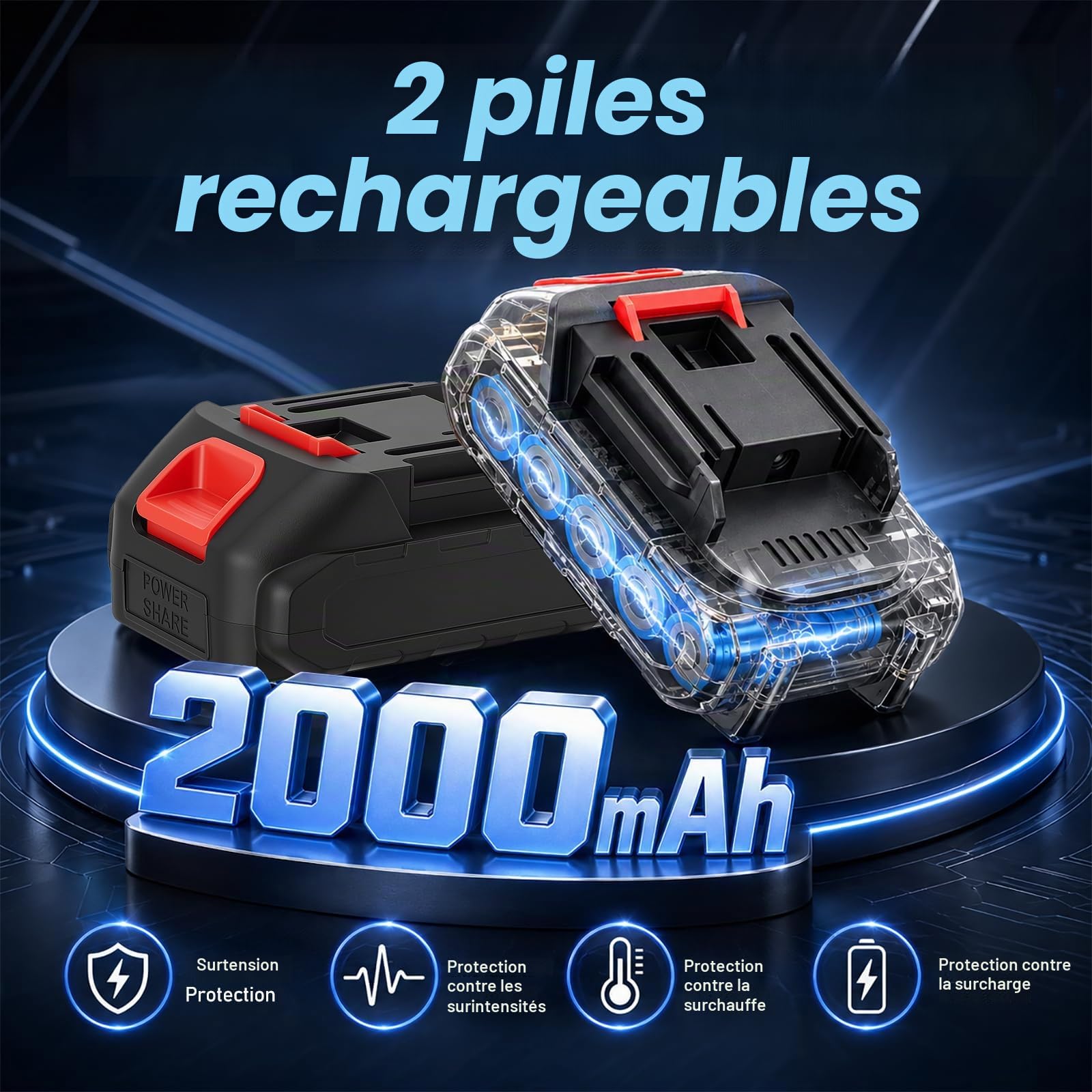 Polisseuse de Voiture Sans Fil avec 2 Batteries, 8 Vitesses Variables