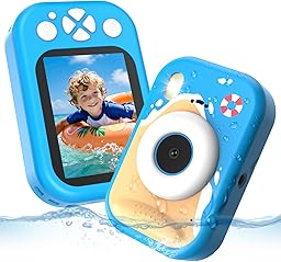 CHAKEYAKE Unterwasserkamera, IP67 wasserdichte Digitalkamera mit 32GB Karte, 1080P 10X Zoom Kinderkamera, Geschenk für Jungen und Mädchen 3–12 Jahre, Strand und Pool Spielzeug, Blau