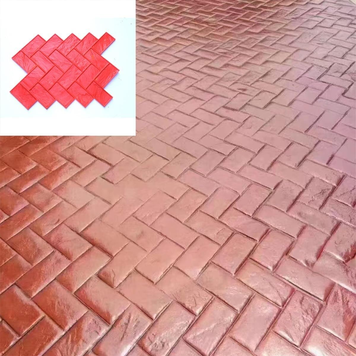 Concrete Floor Stamping Mold, Herringbone Brick Shaped Cement Textured Stone Slab Pad Concrete Mold