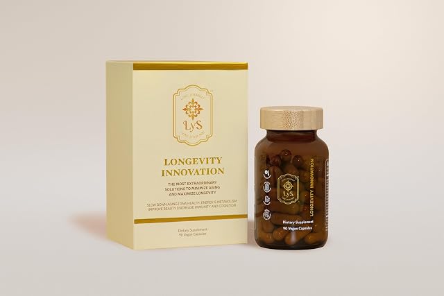 LYS Longevity Innovation Advanced Healthy Aging Cellular Vitality Supplement Immune Support Antioxidants Hydration RiaGev Fucoidan Glutathione Resveratrol 30