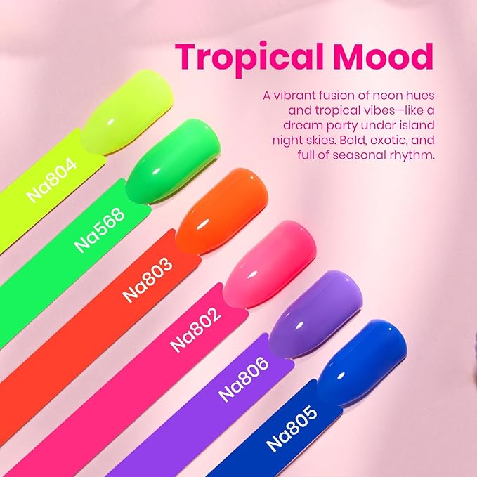 Esmalte en Gel Neon Tropical Mood 6 Colores 15ml UV LED miniatura 3