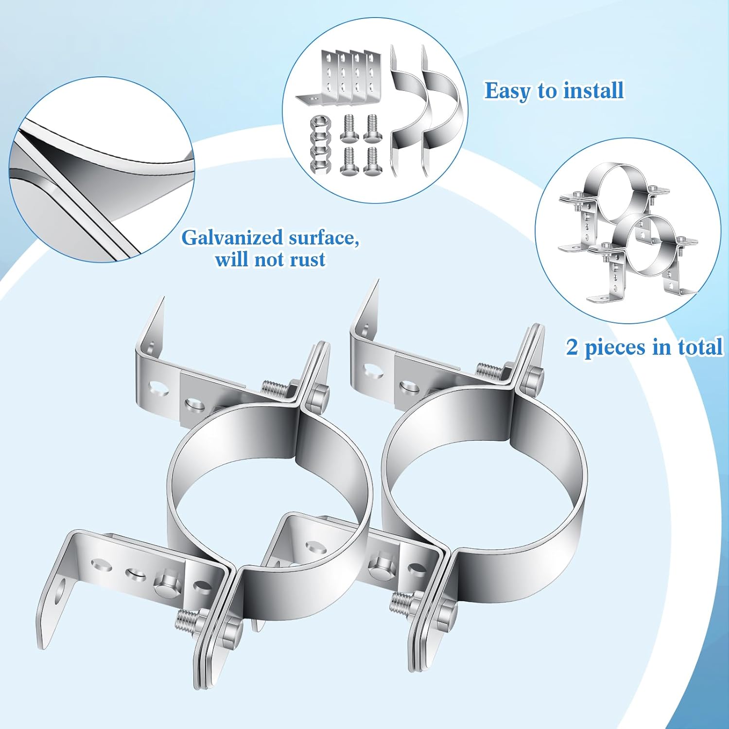 Yexiya 2 Pack 3 Inch Pipe Chimney Adjustable Wall Strap Pipe Bracket Clamp Strap