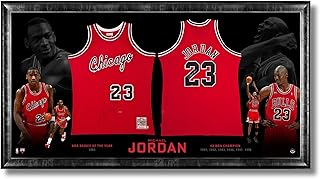 Michael Jordan Epic Chicagos Framed Rookie & Final Season Jerseys – Oversized 97x45 Inch UDA Authenticated Upper Deck Basketball Collectible Wall Art – Dual Signed Tribute
