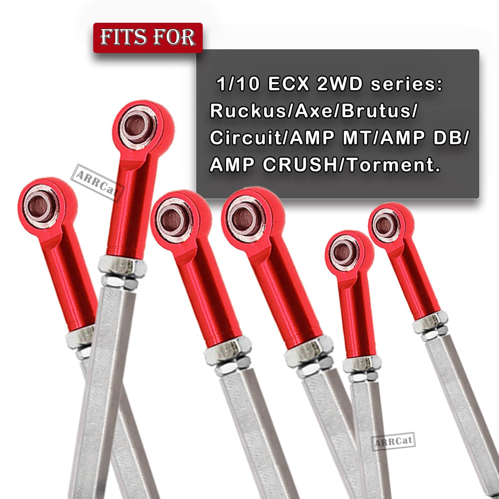 RCYouHott Aluminum Steering Bellcranks & Drag Link Set With Bearings - Upgrade For ECX 1/10 2WD Models (Red) - View #6