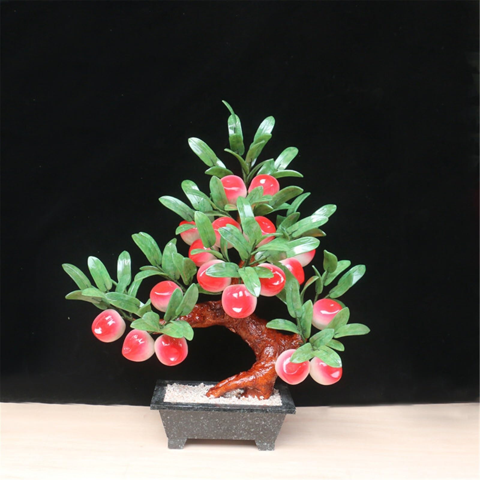 Planta artificial en maceta, árbol bonsái artificial, jade, bonsái, melocotón, artesanía, plantas artificiales