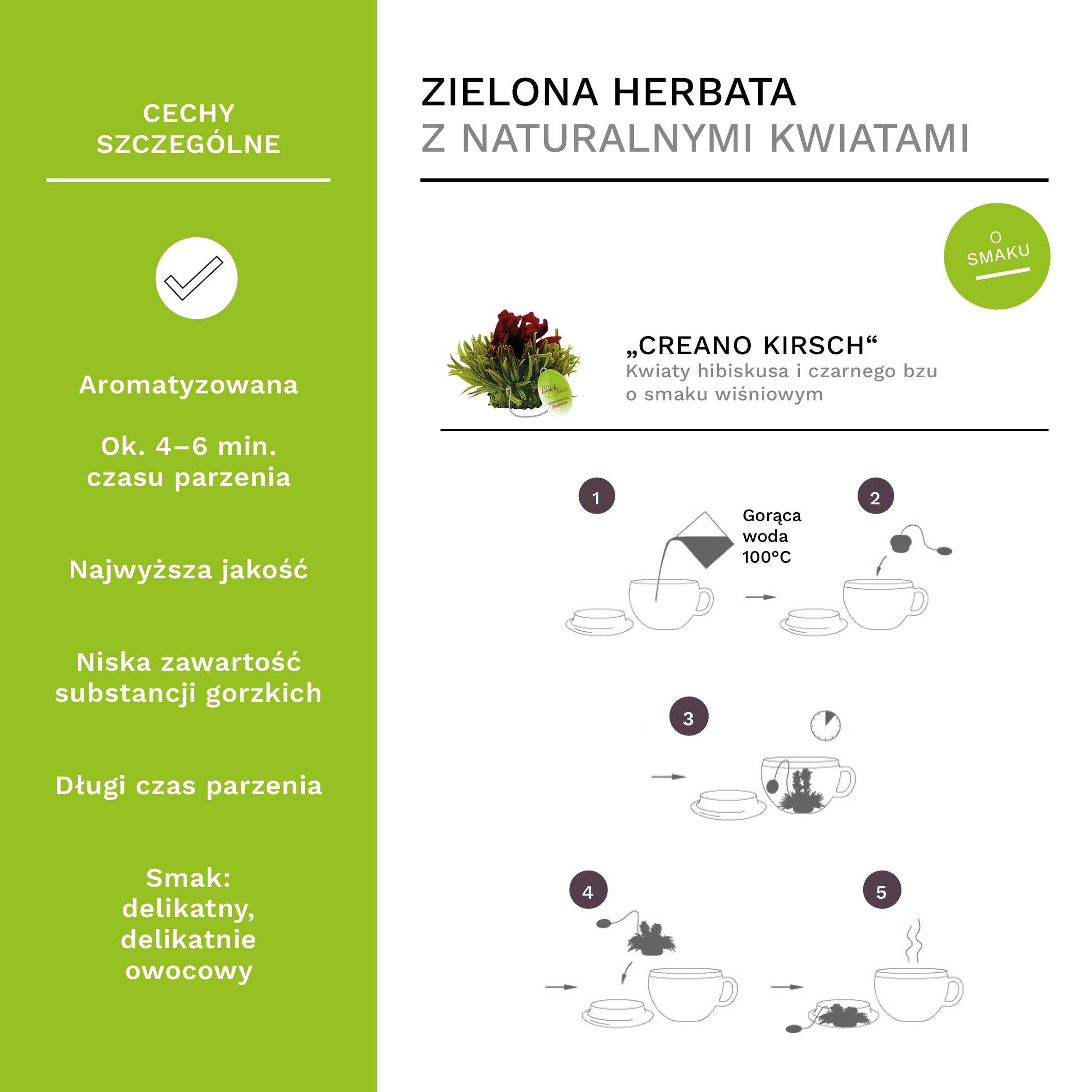Creano Mieszanka kwiatów herbacianych – złoty zestaw upominkowy herbata kwitnąca ze szklanym dzbankiem do herbaty biała, zielona i czarna herbata w 6 rodzajach + kula bonusowa z zieloną herbatą