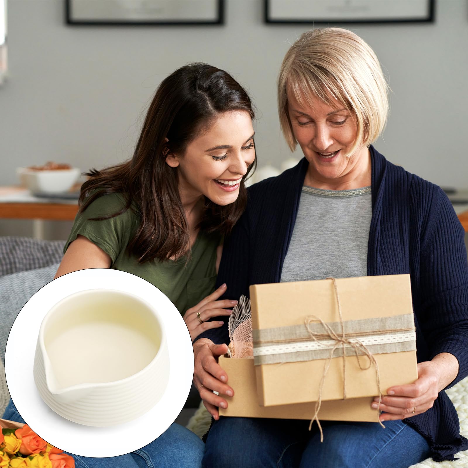 Matcha Bowl in ceramica, ciotola per matcha, ciotola per matcha, ciotola per tè giapponese, set da 500 ml, per teestoom Kitchen Latte Amici di famiglia, bianco