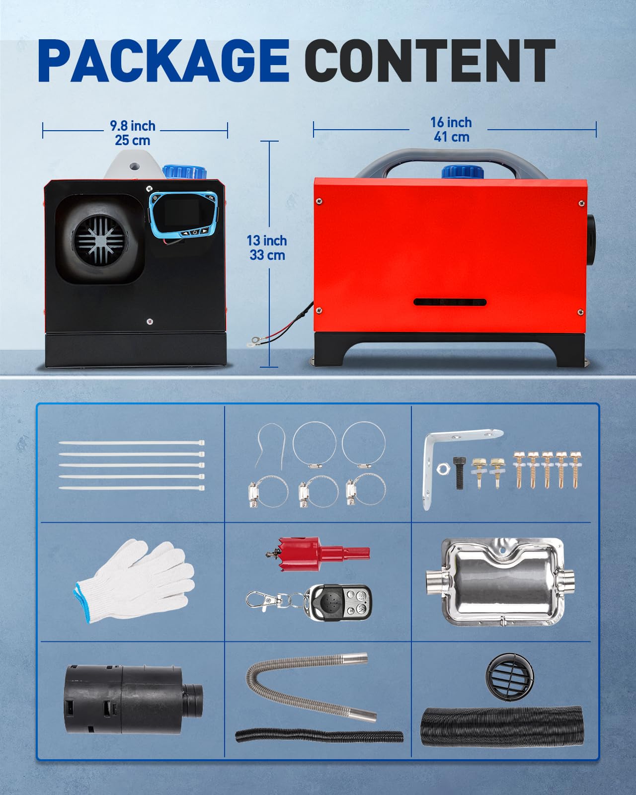 Zestaw ogrzewania postojowego 12 V Air 5 kW z tłumikiem, pilotem LCD, zintegrowane ogrzewanie nocne Diesel, ciche, do kamperów, samochodów ciężarowych, kamperów, jachtów, przyczep turystycznych, cze