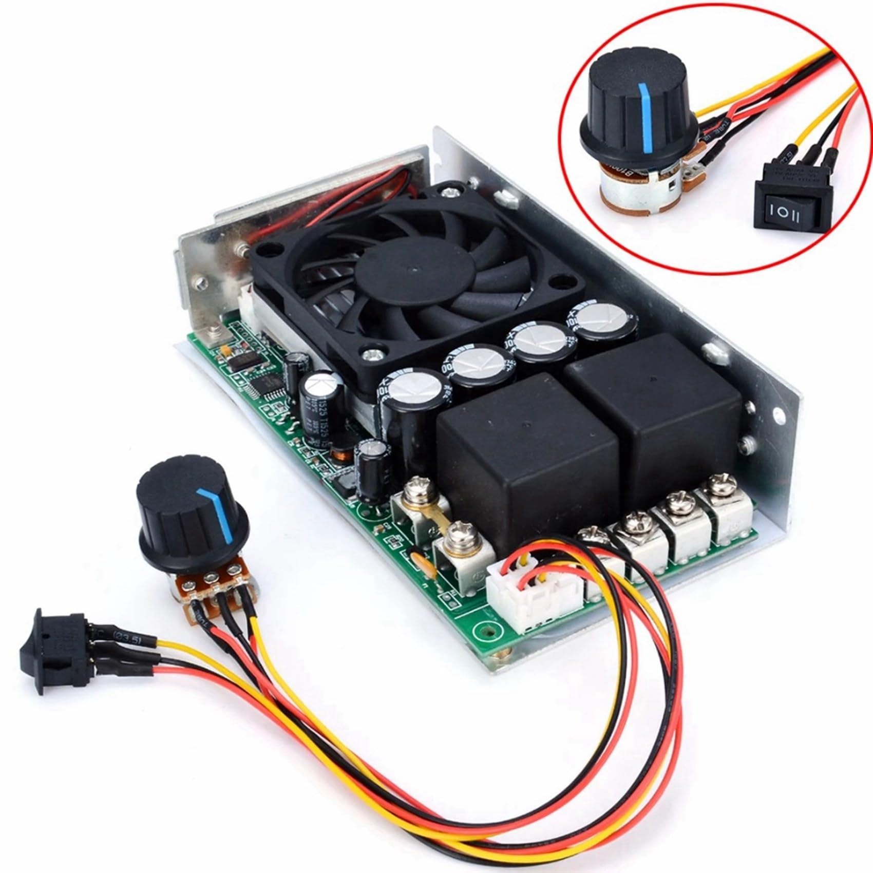 2X Controlador de Velocidad DC 10-50V 100A 3000W Controlador de Velocidad del Motor de Control PWM Reversible Programable